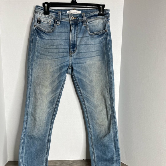 Kancan Aspen High Rise Ankle Skinny Jeans Size 9/28 Blue Raw Hem - Picture 1 of 9